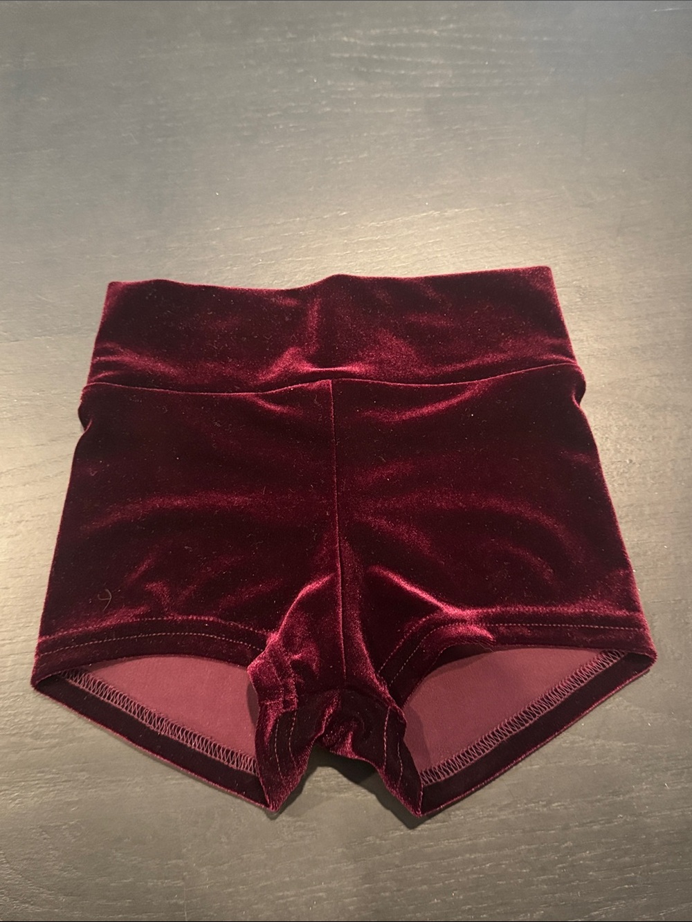 Velvet High-Waist Girls' Shorts in Burgundy
